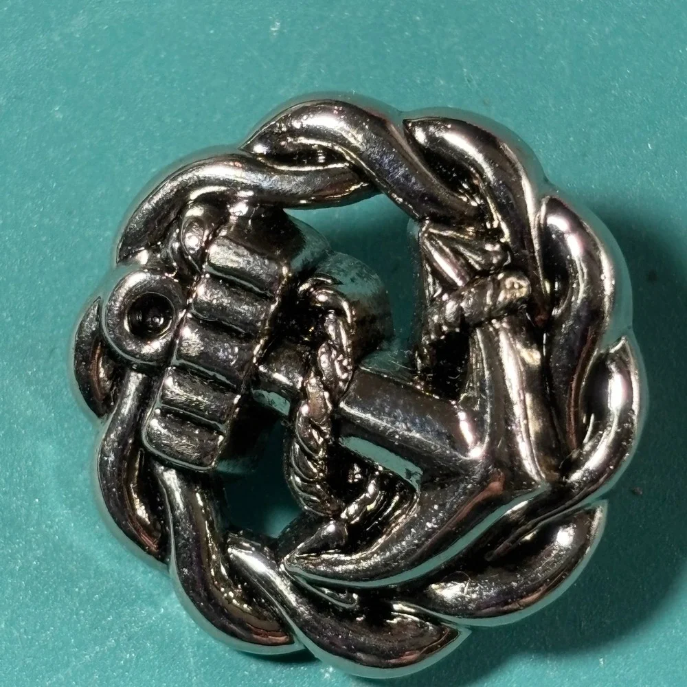6 Pc Silver Tone Nautical Anchor Rope Acrylic Button Set Large Small Blazer Coat